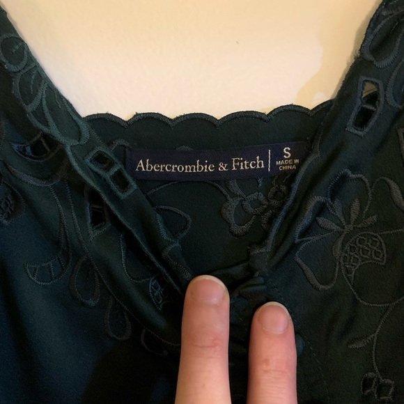 Abercrombie & Fitch Satin green embroidered thong bodysuit - Picture 5 of 7